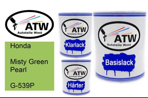 Honda, Misty Green Pearl, G-539P: 1L Lackdose + 1L Klarlack + 500ml Härter - Set, von ATW Autoteile West.